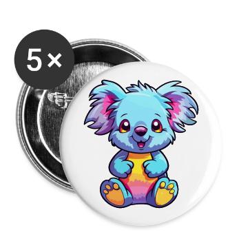 Koala Buntes Aquarell Cartoon Kawaii Tier - Buttons groß 56 mm (5er Pack) - Weiß - Vorne