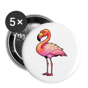 Flamingo Colorful Watercolor Cartoon Kawaii Animal - Buttons large 2.2''/56 mm (5-pack) - white - Front