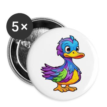 Ente buntes Aquarell Cartoon Kawaii Tier - Buttons groß 56 mm (5er Pack) - Weiß - Vorne