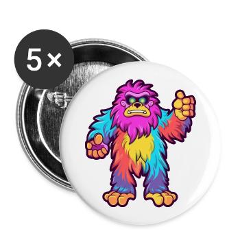 Bigfoot Buntes Aquarell Cartoon Kawaii Tier - Buttons groß 56 mm (5er Pack) - Weiß - Vorne