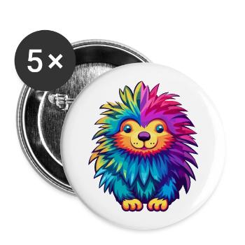 Stachelschwein Bunte Aquarell-Karikatur Kawaii Anima - Buttons groß 56 mm (5er Pack) - Weiß - Vorne