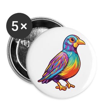 Perdrix Aquarelle Colorée Dessin Animé Kawaii Anima - Lot de 5 grands badges (56 mm) - blanc - Devant
