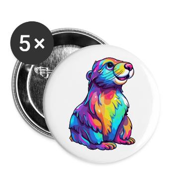 Otter buntes Aquarell Karikatur Kawaii Tier - Buttons groß 56 mm (5er Pack) - Weiß - Vorne