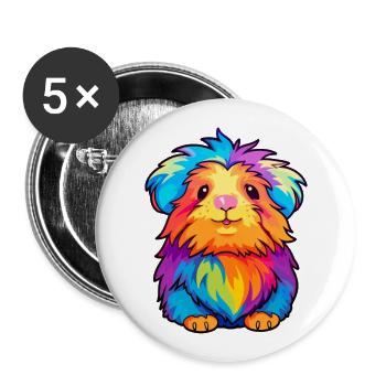 Cochon d’Inde Aquarelle Colorée Dessin Animé Kawaii Anim - Lot de 5 grands badges (56 mm) - blanc - Devant