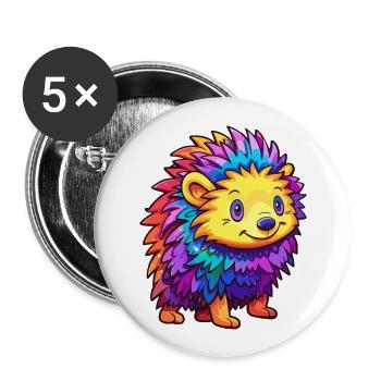 Igel Buntes Aquarell Cartoon Kawaii Tier - Buttons groß 56 mm (5er Pack) - Weiß - Vorne