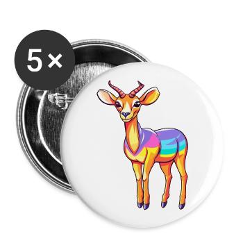 Impala Buntes Aquarell Cartoon Kawaii Tier - Buttons groß 56 mm (5er Pack) - Weiß - Vorne