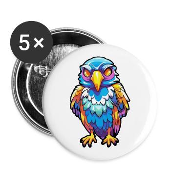 Falcon Colorful Watercolor Cartoon Kawaii Animal - Buttons large 2.2''/56 mm (5-pack) - white - Front