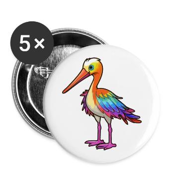 Avocet Colorful Watercolor Cartoon Kawaii Animal - Buttons large 2.2''/56 mm (5-pack) - white - Front