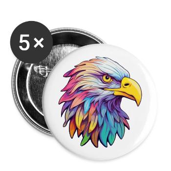 Eagle Colorful Watercolor Cartoon Kawaii Animal - Buttons large 2.2''/56 mm (5-pack) - white - Front