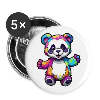 Panda Colorful Watercolor Cartoon Kawaii Animal - Buttons large 2.2''/56 mm (5-pack) - white - Front