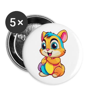 Chipmunk Buntes Aquarell Cartoon Kawaii Tier - Buttons groß 56 mm (5er Pack) - Weiß - Vorne