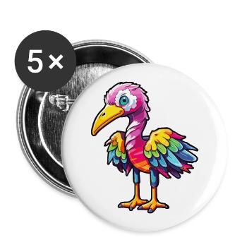 Grue Aquarelle Colorée Dessin Animé Kawaii Animal - Lot de 5 grands badges (56 mm) - blanc - Devant