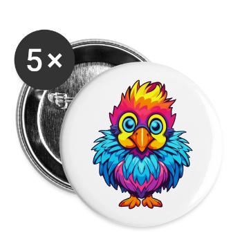 Poulet Aquarelle Colorée Dessin Animé Kawaii Animal - Lot de 5 grands badges (56 mm) - blanc - Devant