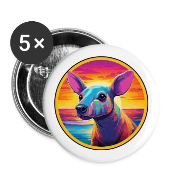 Aardvark Aquarelle Colorée Dessin Animé Kawaii Animal - Lot de 5 grands badges (56 mm) - blanc - Devant