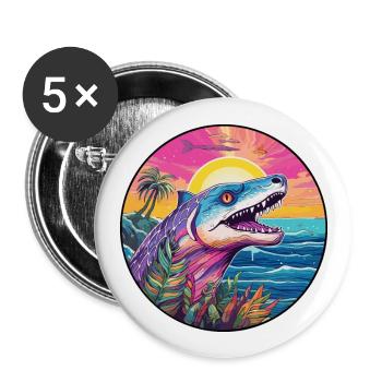 Barracuda Aquarelle Colorée Dessin Animé Kawaii Pet - Lot de 5 grands badges (56 mm) - blanc - Devant