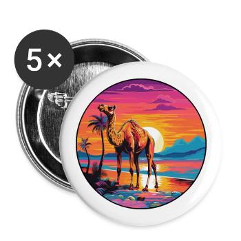 Camel Colorful Watercolor Cartoon Kawaii Animal - Buttons large 2.2''/56 mm (5-pack) - white - Front