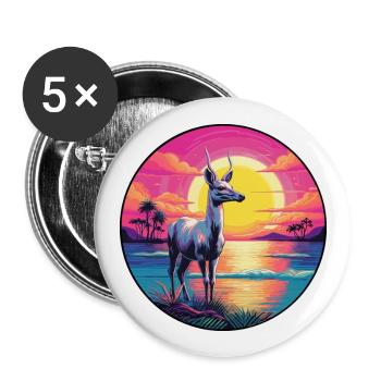 Karibu buntes Aquarell Cartoon Kawaii Tier - Buttons groß 56 mm (5er Pack) - Weiß - Vorne