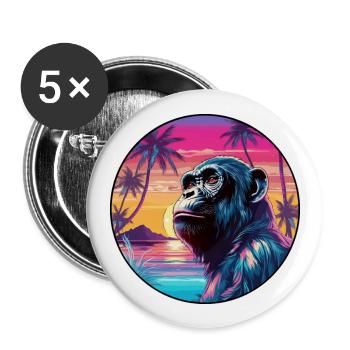 Bonobo Colorful Watercolor Cartoon Kawaii Animal - Buttons large 2.2''/56 mm (5-pack) - white - Front