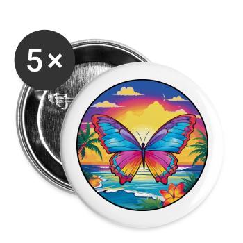 Schmetterling Bunte Aquarell-Karikatur Kawaii Haustier - Buttons groß 56 mm (5er Pack) - Weiß - Vorne