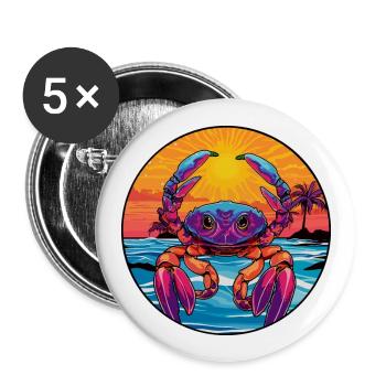 Craw Aquarelle colorée Dessin animé Kawaii Animal - Lot de 5 grands badges (56 mm) - blanc - Devant
