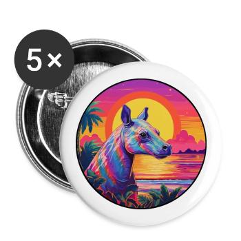 Tapir Colorful Watercolor Cartoon Kawaii Animal - Buttons large 2.2''/56 mm (5-pack) - white - Front