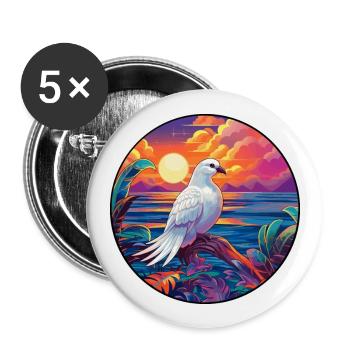 Dove Colorful Watercolor Cartoon Kawaii Animal - Buttons large 2.2''/56 mm (5-pack) - white - Front