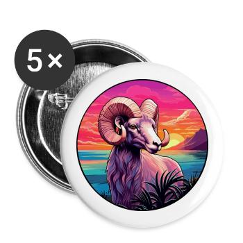 Ram Colorful Watercolor Cartoon Kawaii Animal - Buttons large 2.2''/56 mm (5-pack) - white - Front