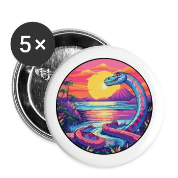 Earthworm Colorful Watercolor Cartoon Kawaii Pet - Buttons large 2.2''/56 mm (5-pack) - white - Front