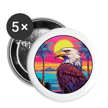 Adler Buntes Aquarell Cartoon Kawaii Tier - Buttons groß 56 mm (5er Pack) - Weiß - Vorne