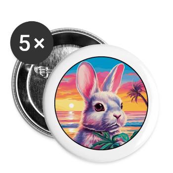Rabbit Colorful Watercolor Cartoon Kawaii Animal - Buttons large 2.2''/56 mm (5-pack) - white - Front