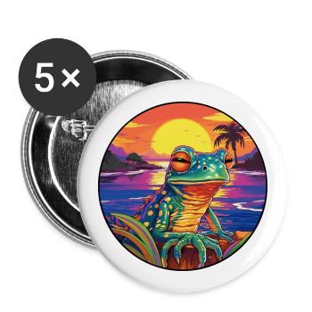 Frosch Buntes Aquarell Cartoon Kawaii Tier - Buttons groß 56 mm (5er Pack) - Weiß - Vorne