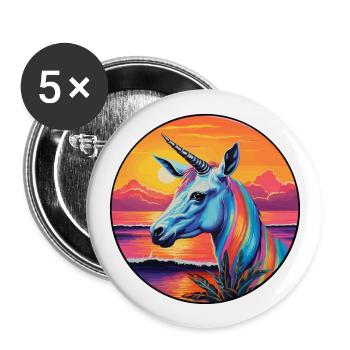 Oryx coloré aquarelle dessin animé Kawaii Animal - Lot de 5 grands badges (56 mm) - blanc - Devant