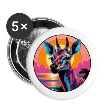 Okapi Colorful Watercolor Cartoon Kawaii Animal - Buttons large 2.2''/56 mm (5-pack) - white - Front