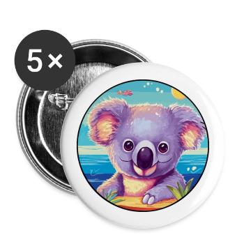Koala Buntes Aquarell Cartoon Kawaii Tier - Buttons groß 56 mm (5er Pack) - Weiß - Vorne