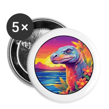 Komodowaran Buntes Aquarell Cartoon Kawaii - Buttons groß 56 mm (5er Pack) - Weiß - Vorne