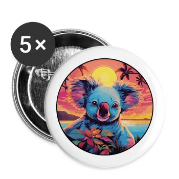 Koala Buntes Aquarell Cartoon Kawaii Tier - Buttons groß 56 mm (5er Pack) - Weiß - Vorne