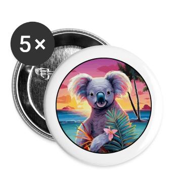 Koala Buntes Aquarell Cartoon Kawaii Tier - Buttons groß 56 mm (5er Pack) - Weiß - Vorne