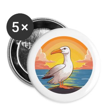 Albatross Colorful Watercolor Cartoon Kawaii Pet - Buttons large 2.2''/56 mm (5-pack) - white - Front