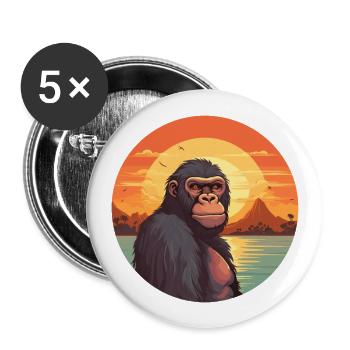 Affe buntes Aquarell Cartoon Kawaii Tier - Buttons groß 56 mm (5er Pack) - Weiß - Vorne