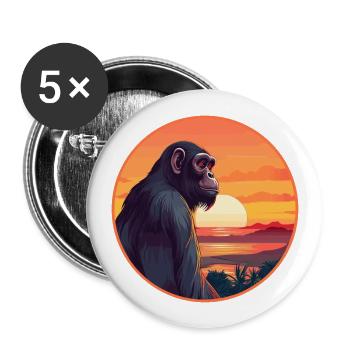 Bonobo Colorful Watercolor Cartoon Kawaii Animal - Buttons large 2.2''/56 mm (5-pack) - white - Front