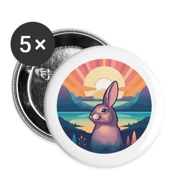 Hase buntes Aquarell Cartoon Kawaii Tier - Buttons groß 56 mm (5er Pack) - Weiß - Vorne