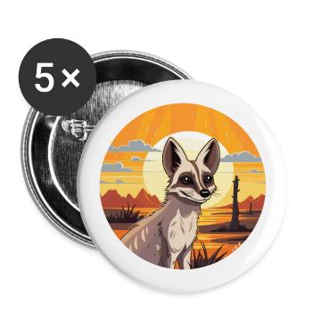 Aardwolf Aquarelle Colorée Dessin Animé Kawaii Animal - Lot de 5 grands badges (56 mm) - blanc - Devant