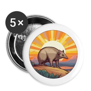 tatou coloré aquarelle dessin animé Kawaii animal de compagnie - Lot de 5 grands badges (56 mm) - blanc - Devant