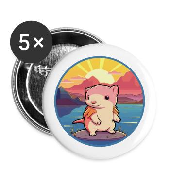 Axolotl Buntes Aquarell Cartoon Kawaii Tier - Buttons groß 56 mm (5er Pack) - Weiß - Vorne