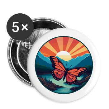 Papillon Aquarelle Colorée Dessin Animé Kawaii Pet - Lot de 5 grands badges (56 mm) - blanc - Devant