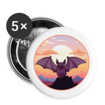 Fledermaus Buntes Aquarell Cartoon Kawaii Tier - Buttons groß 56 mm (5er Pack) - Weiß - Vorne