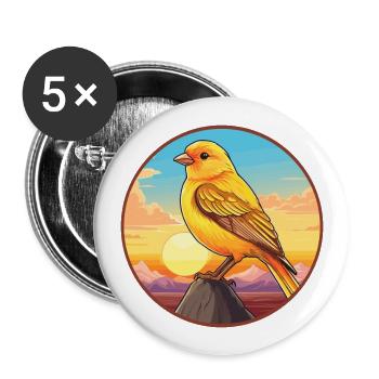 Canari oiseau coloré aquarelle dessin animé kawaii animal de compagnie - Lot de 5 grands badges (56 mm) - blanc - Devant