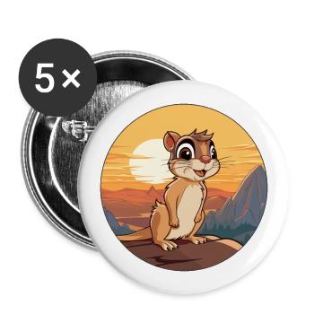 Chipmunk Buntes Aquarell Cartoon Kawaii Tier - Buttons groß 56 mm (5er Pack) - Weiß - Vorne