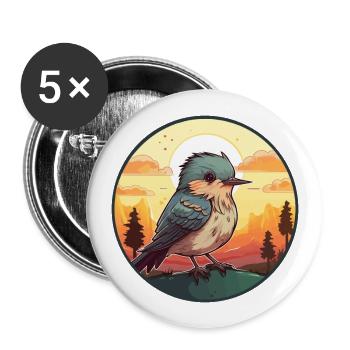 Kuckuck buntes Aquarell Cartoon Kawaii Tier - Buttons groß 56 mm (5er Pack) - Weiß - Vorne