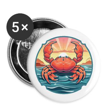 Krabbe buntes Aquarell Cartoon Kawaii Tier - Buttons groß 56 mm (5er Pack) - Weiß - Vorne